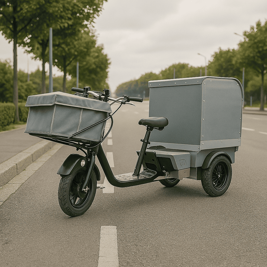 ricycle utilitaire électrique A1-ES avec caisson de transport – véhicule écologique pour collectivités et livraisons urbaines