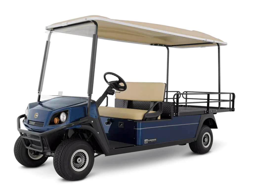 Cushman Shuttle 2 Flatbed, véhicule utilitaire électrique 2 places avec plateau pour industrie, collectivités et logistique