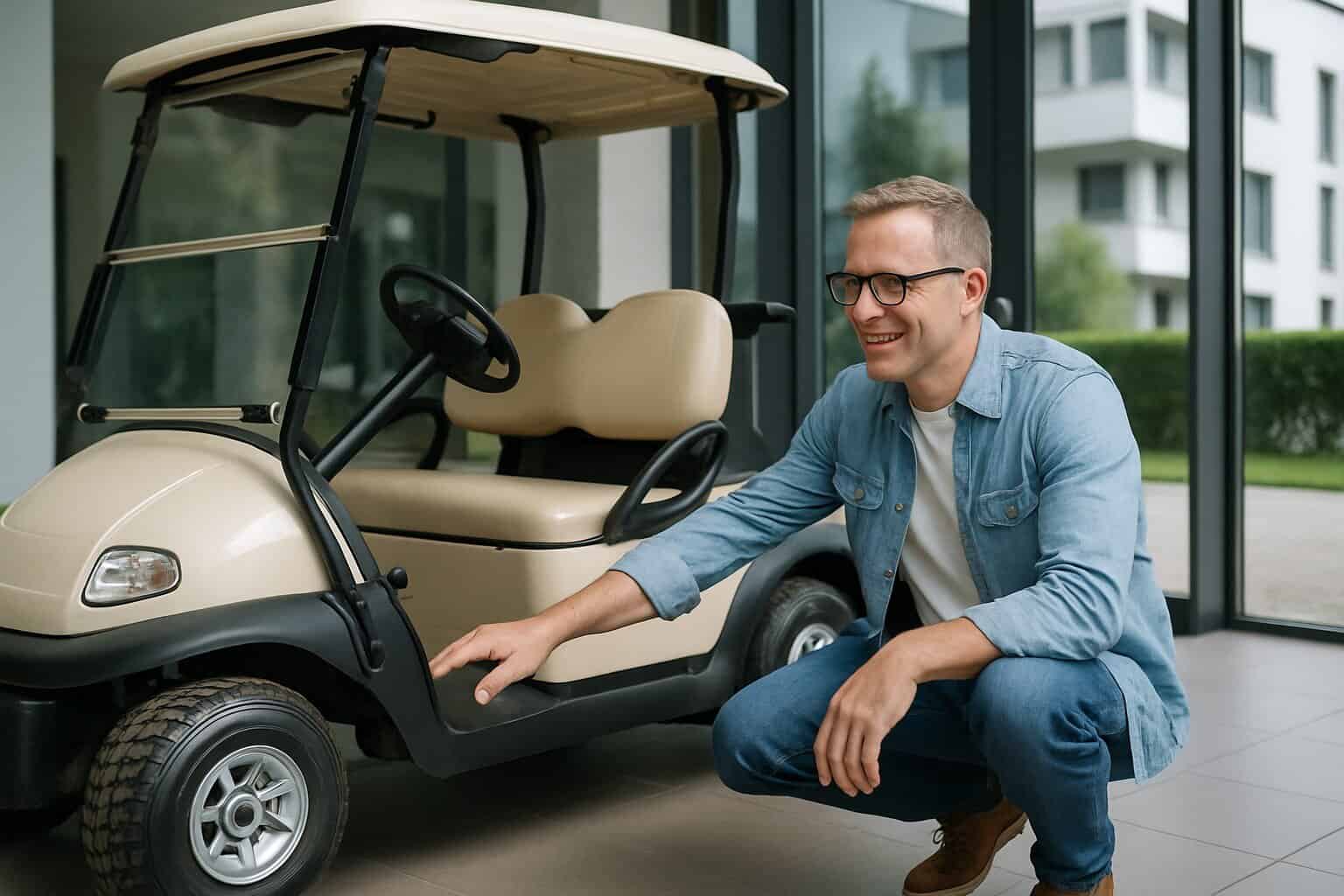 Used golf cart on a golf course