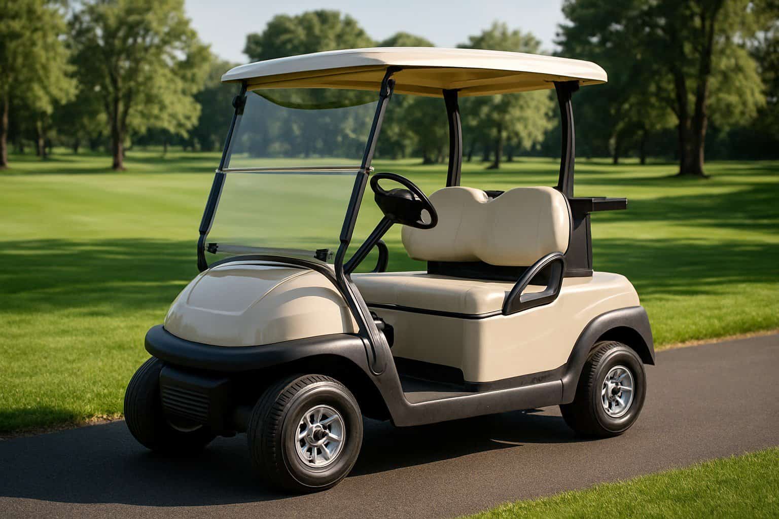 Golf cart on a green course