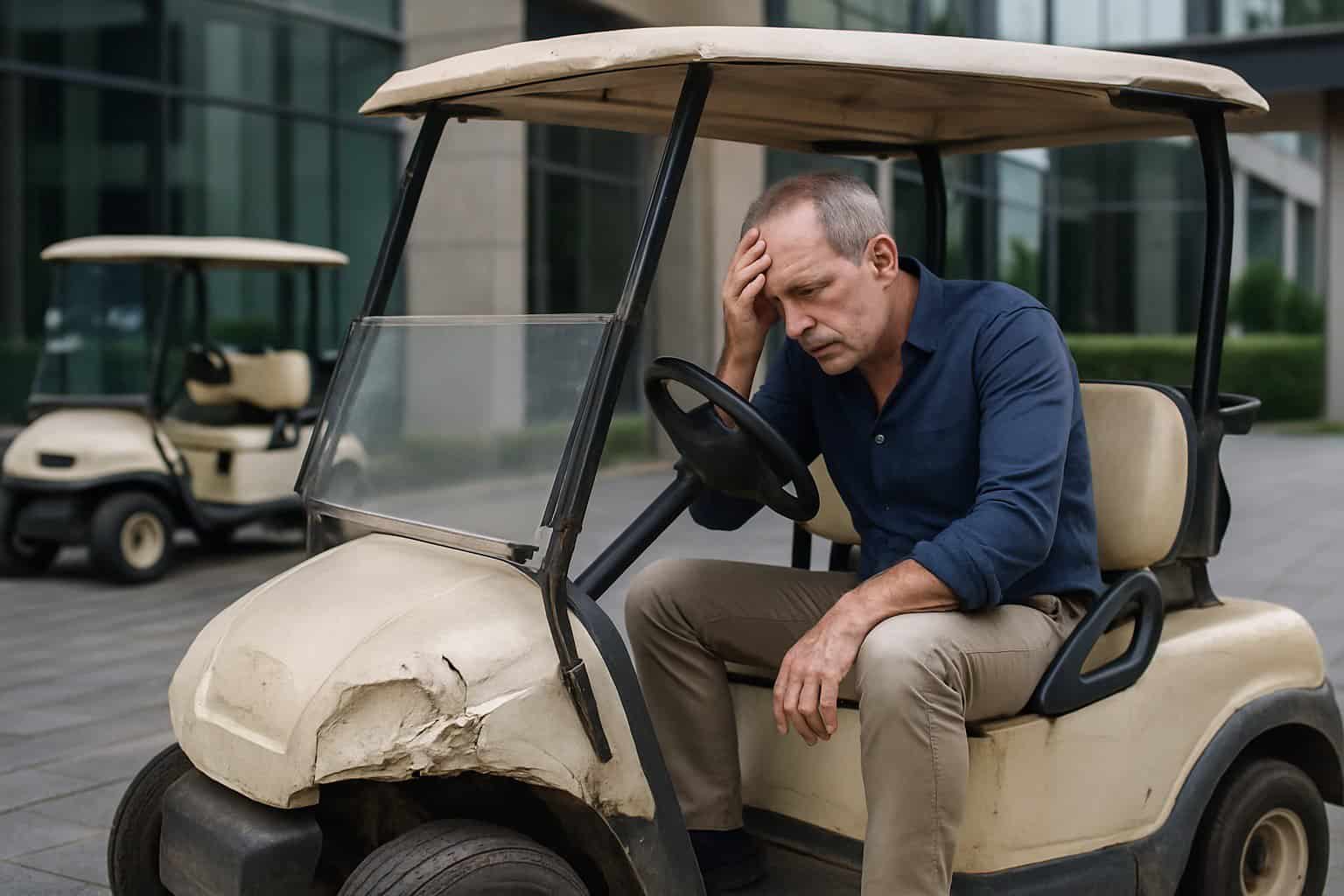 Worn golf trolley with signs of wear