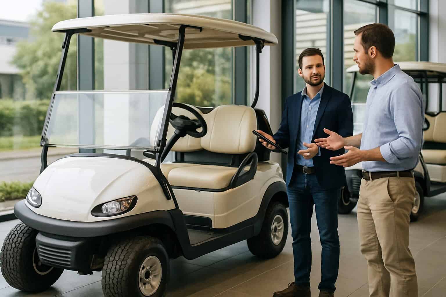 Used golf cart on a golf course