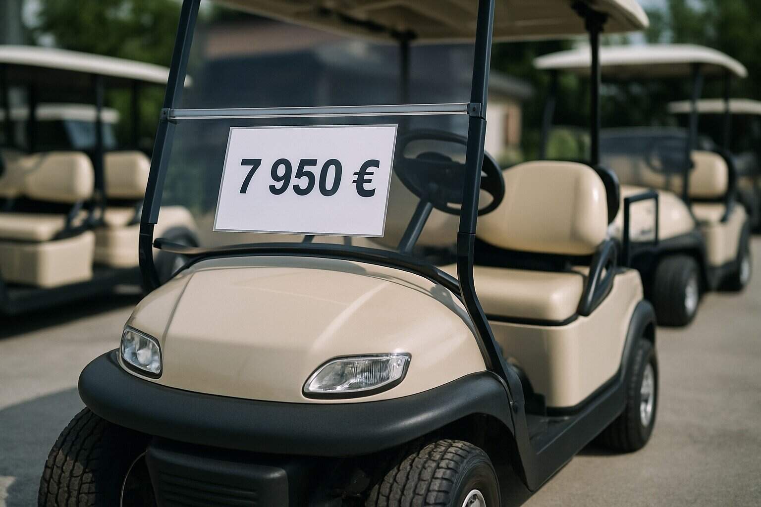 Golf cart with a displayed price