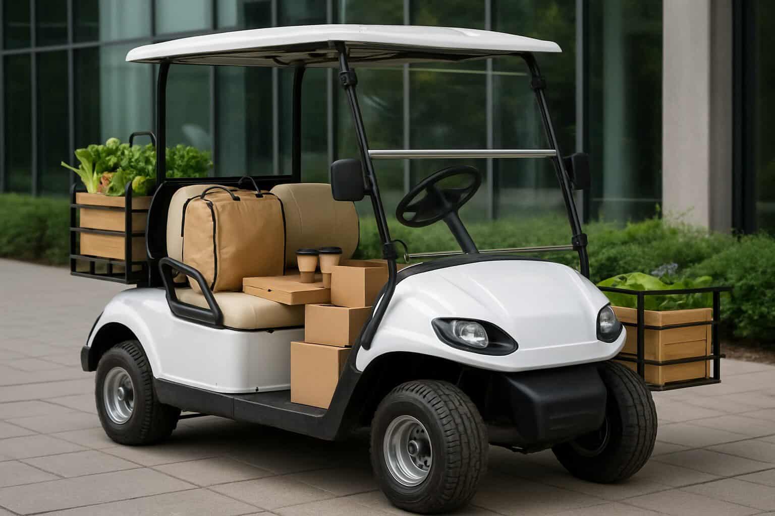 Electric golf cart in full use