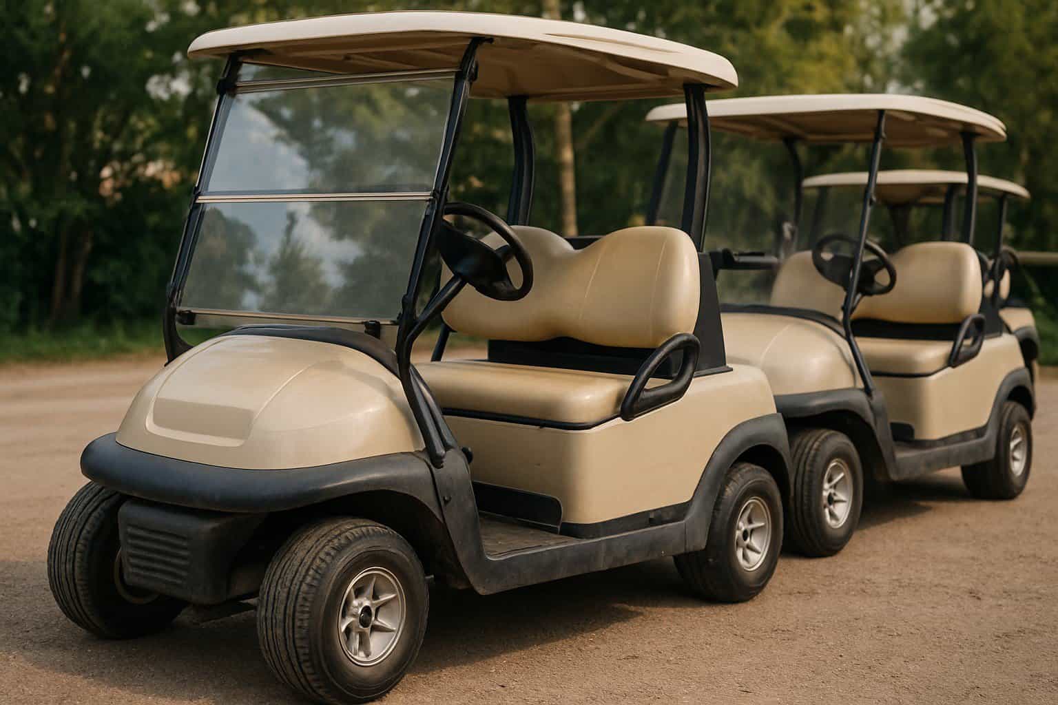 Used golf carts on a course