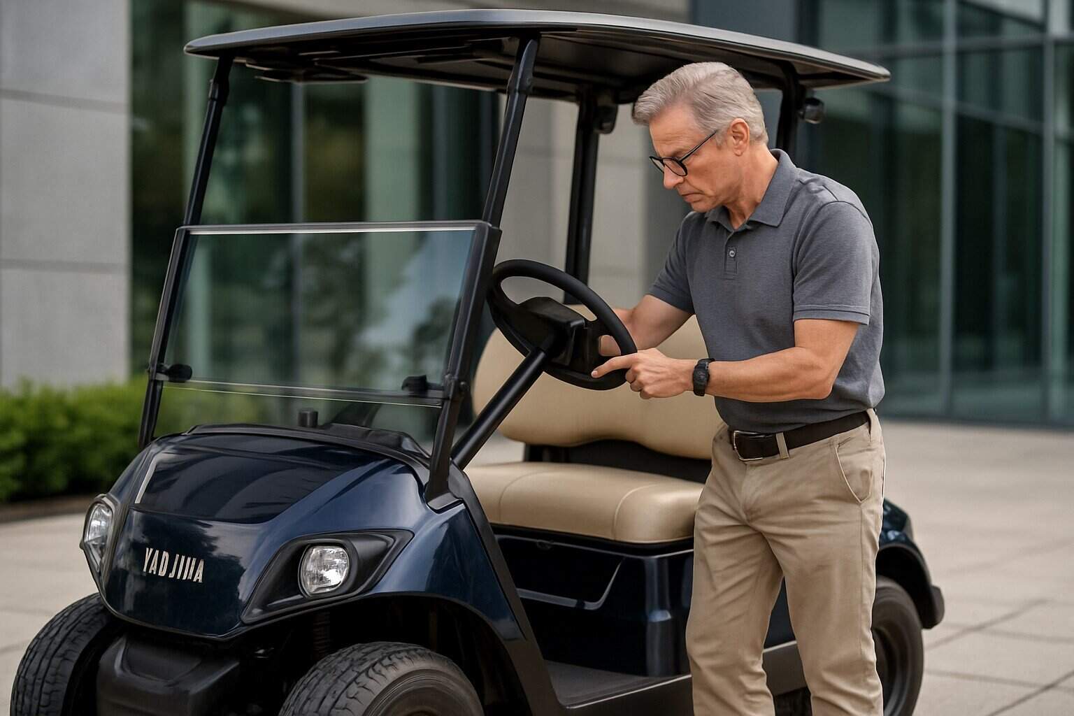 Yamaha golf cart in action on a golf course
