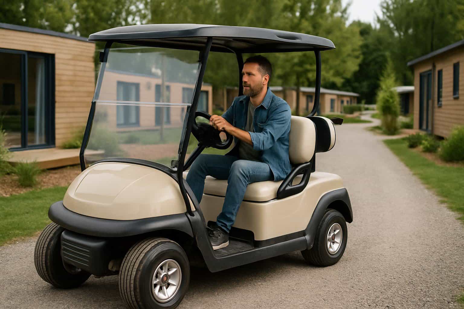 Golf cart on a campground