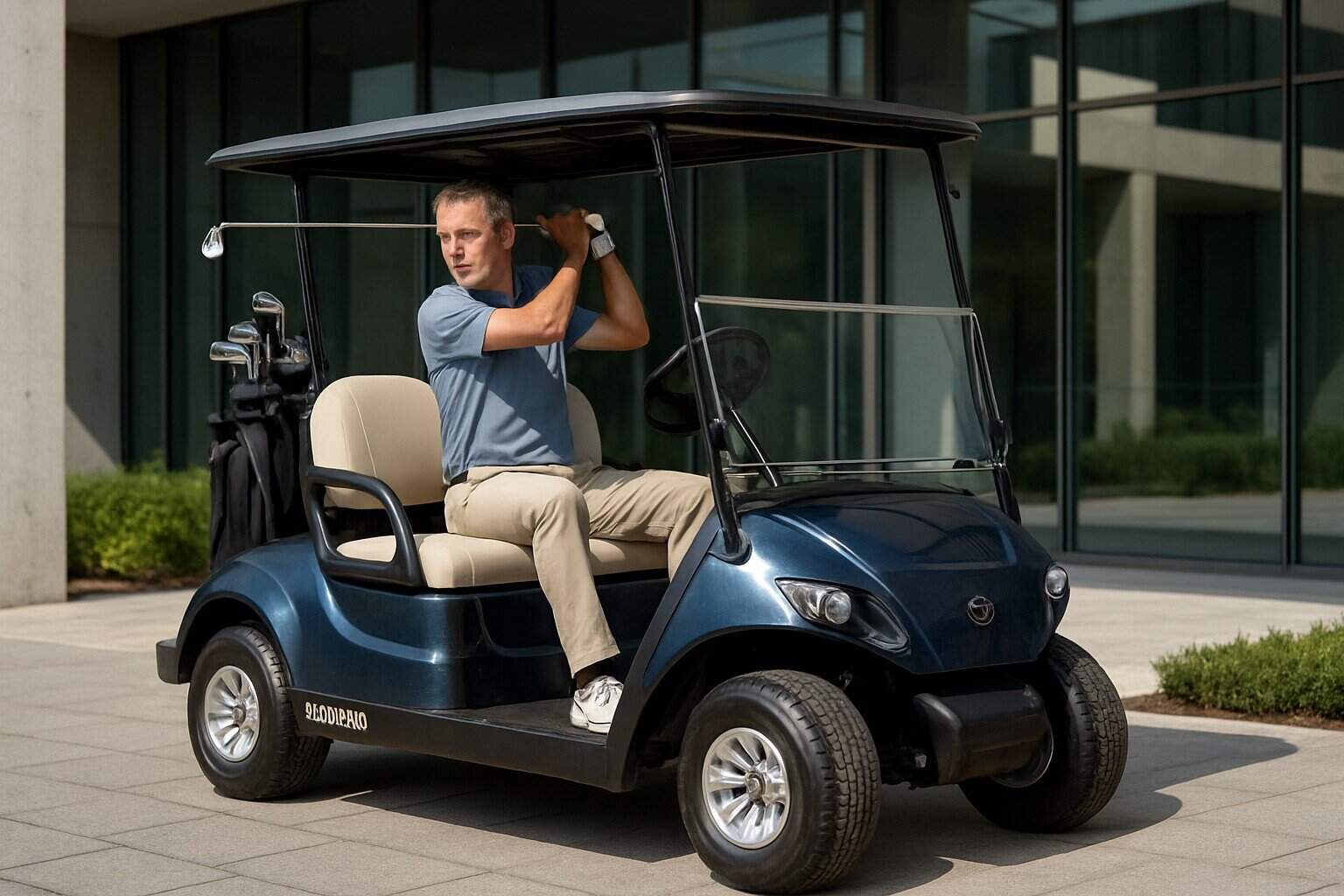 Yamaha 4-seater golf cart in action on a golf course