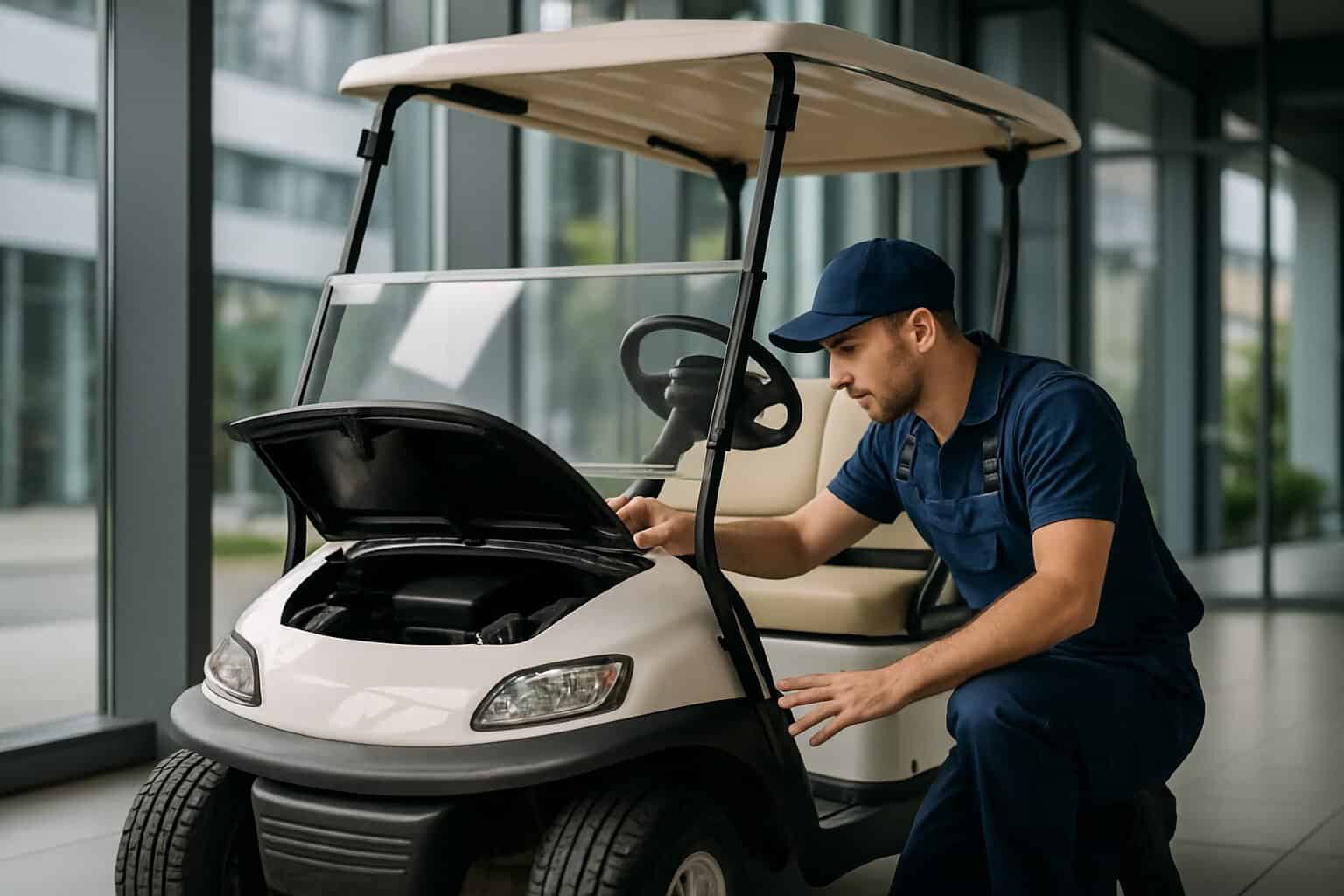 Golf cart in good condition on a golf course