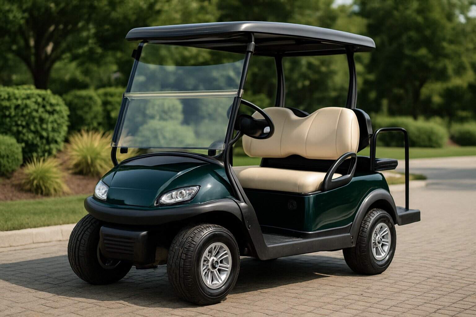 Electric golf cart on a golf course