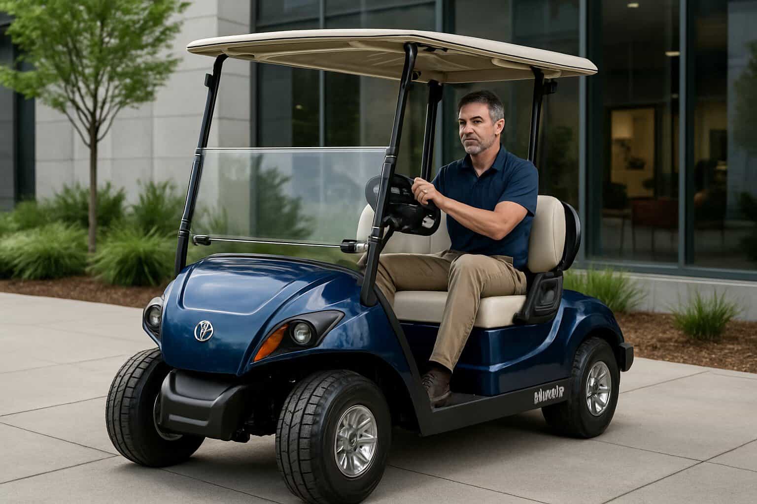 Yamaha 2-seater golf cart on a golf course