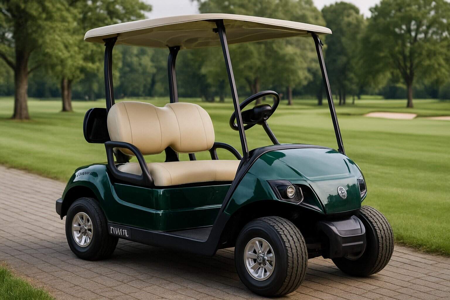 Yamaha 2-seater golf cart on the course