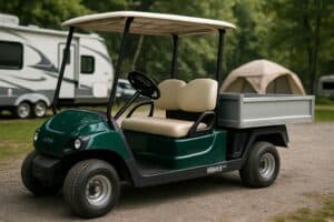 Yamaha golfette benne dans un camping