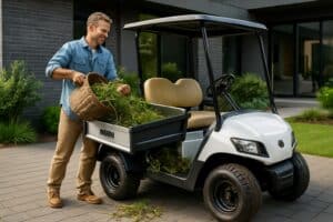 Yamaha golfette benne en utilisation sur un terrain de golf