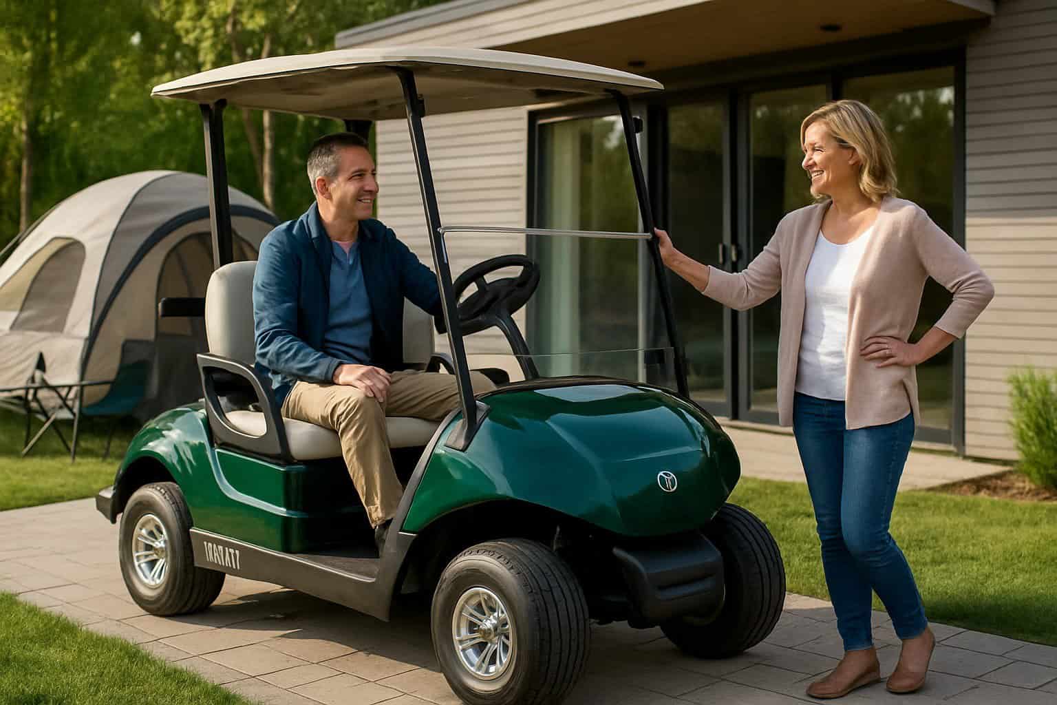 Yamaha golf cart in a campsite