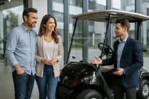 Golfette Yamaha sur un parcours de golf