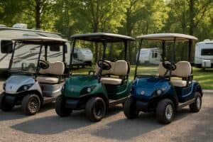 Voiturette golf Yamaha adaptée au camping