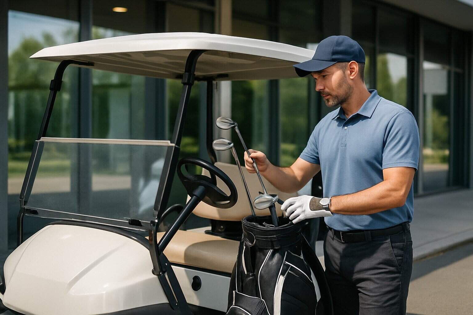 Golf cart on a golf course
