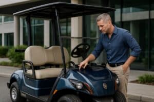 Voiturette de golf Yamaha sur un parcours