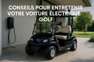 Voiture électrique Golf en cours d'entretien