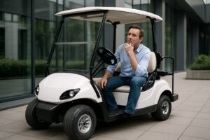 Voiture golf électrique en plein champ