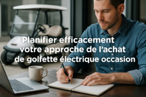 Golfette électrique d'occasion sur un parcours de golf