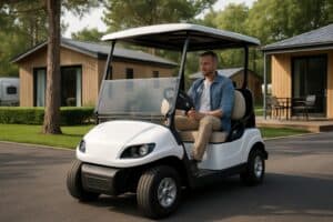 Voiture électrique Golf dans un camping