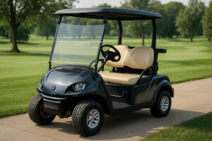 Voiture Golf électrique sur un chemin ensoleillé