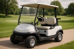 Voiturette électrique de golf sur un parcours