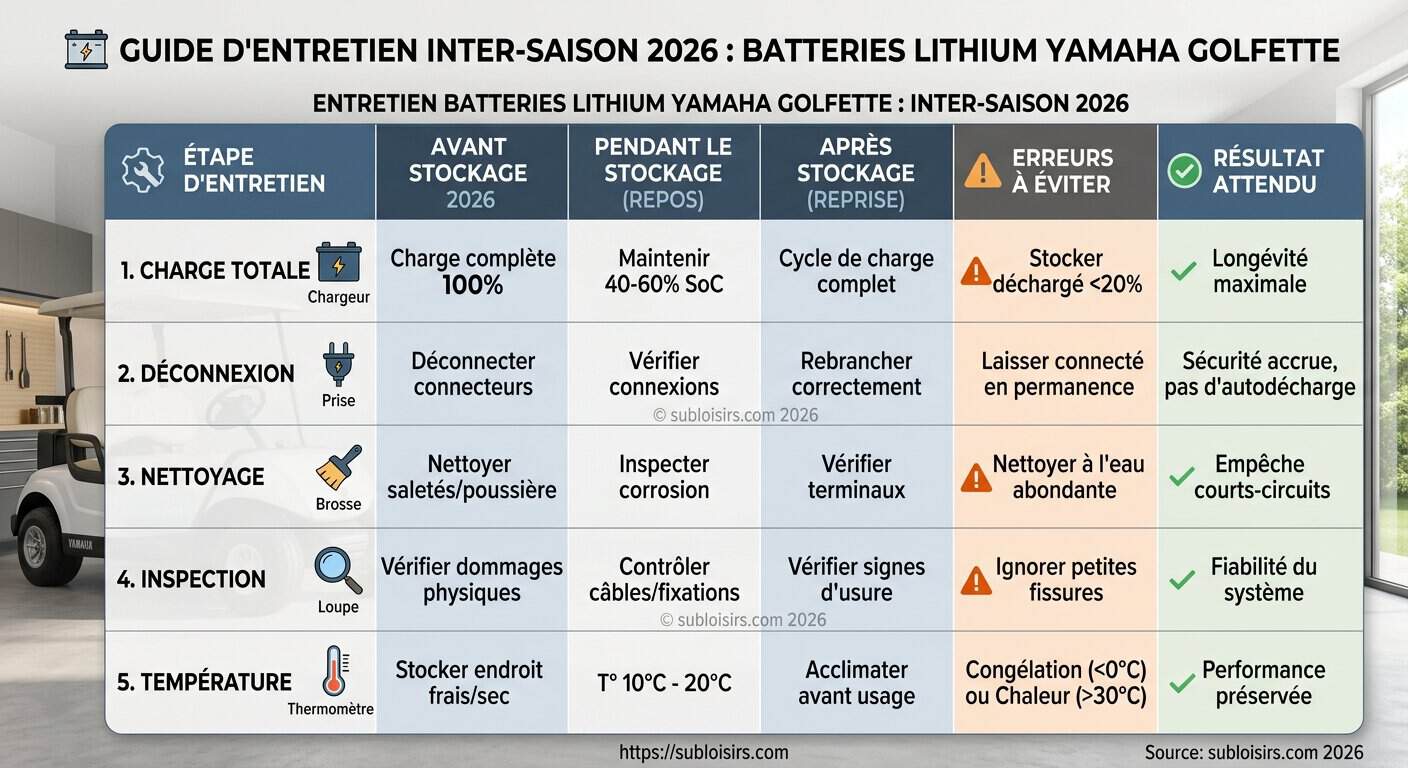 Tableau de guide d'hivernage pour batteries lithium Yamaha