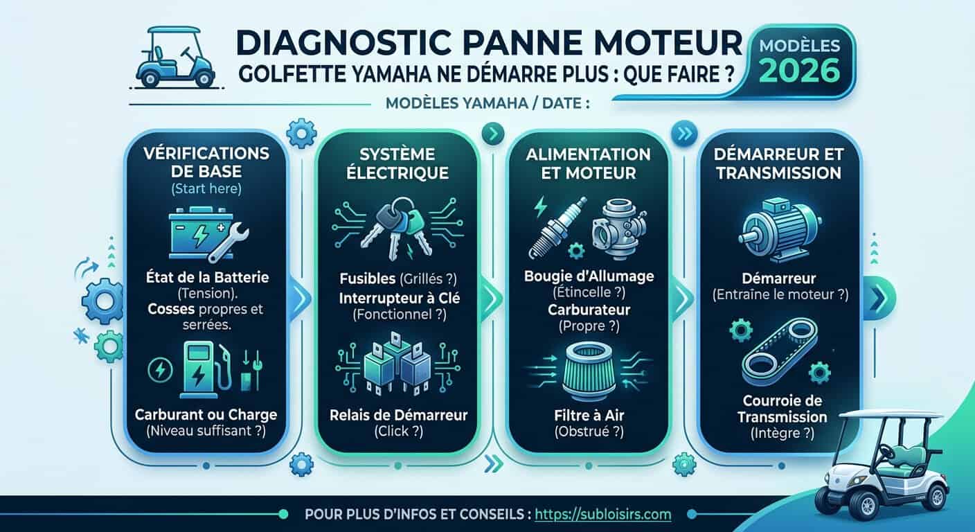 Arbre de décision pour le dépannage d'une golfette Yamaha ne démarrant pas