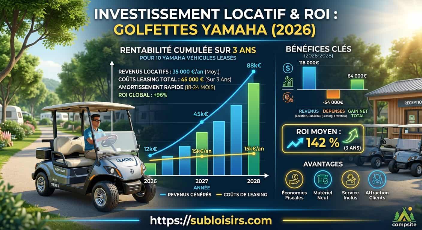 Comparaison du ROI entre achat et leasing de golfettes Yamaha en camping