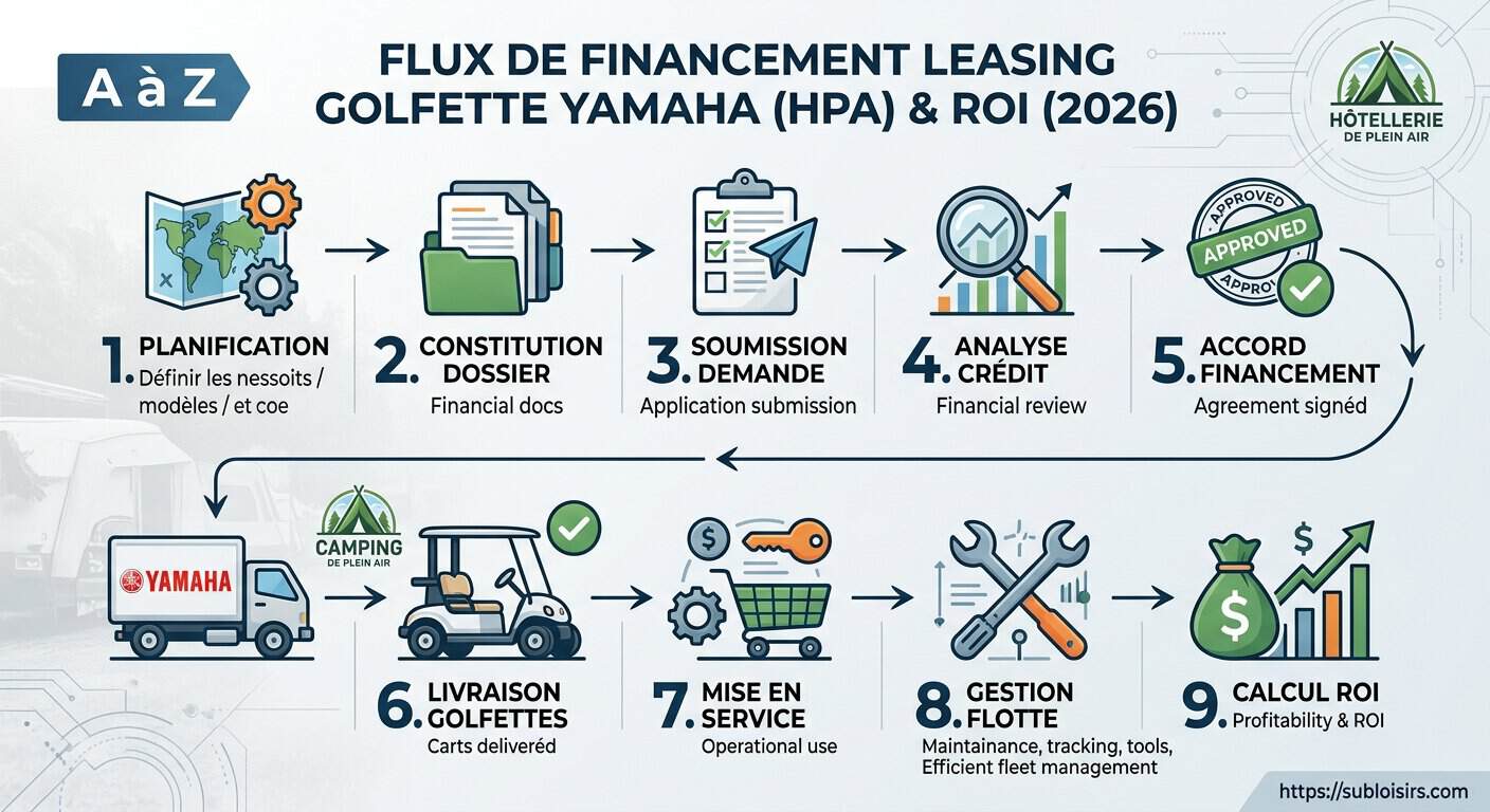 Étapes du financement leasing golfette Yamaha pour camping hôtellerie de plein air ROI en 2026