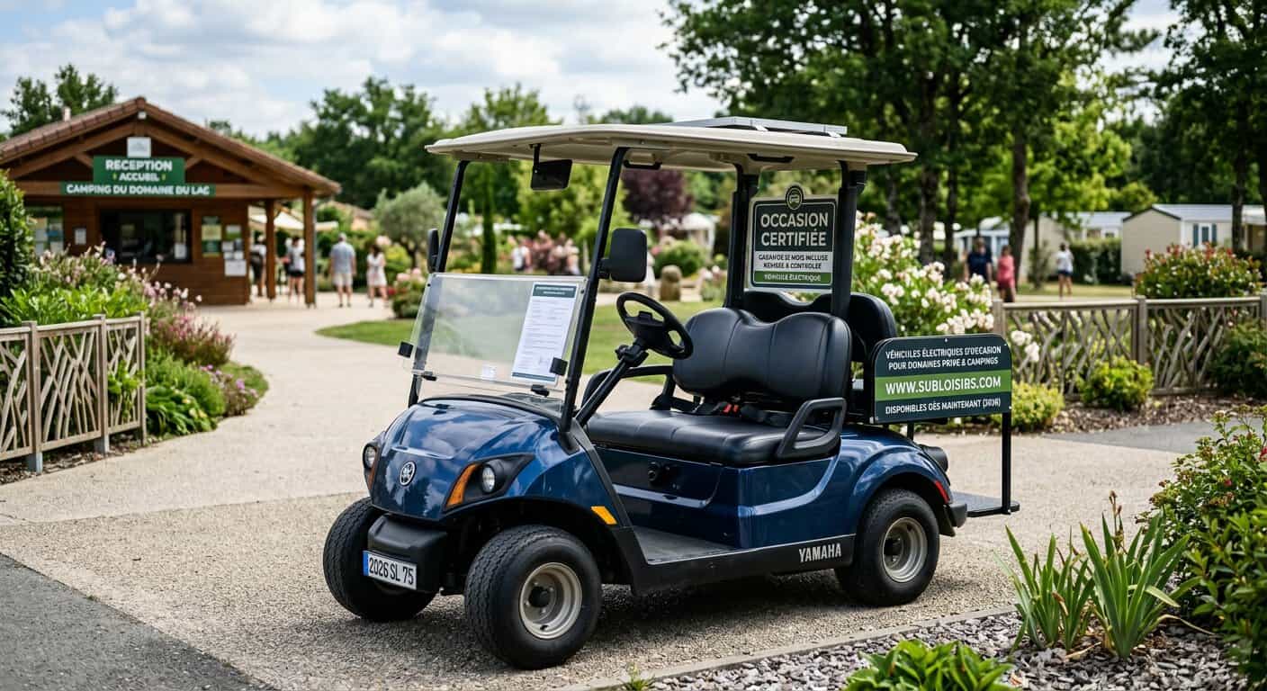 Golfette électrique d'occasion certifiée avec garantie pour camping et domaine privé