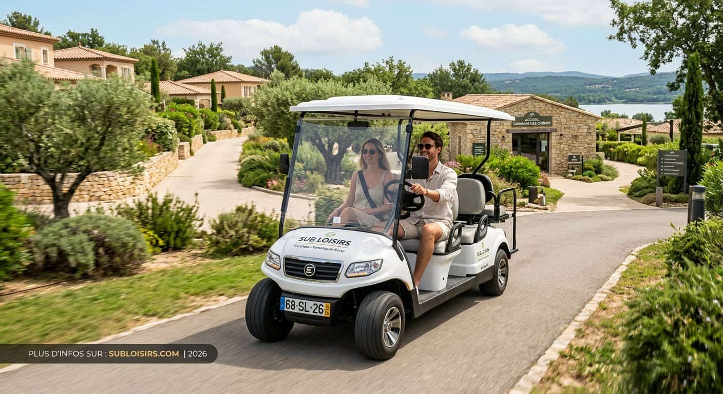 Voiturette de golf électrique homologuée pour la circulation sur route dans un domaine privé