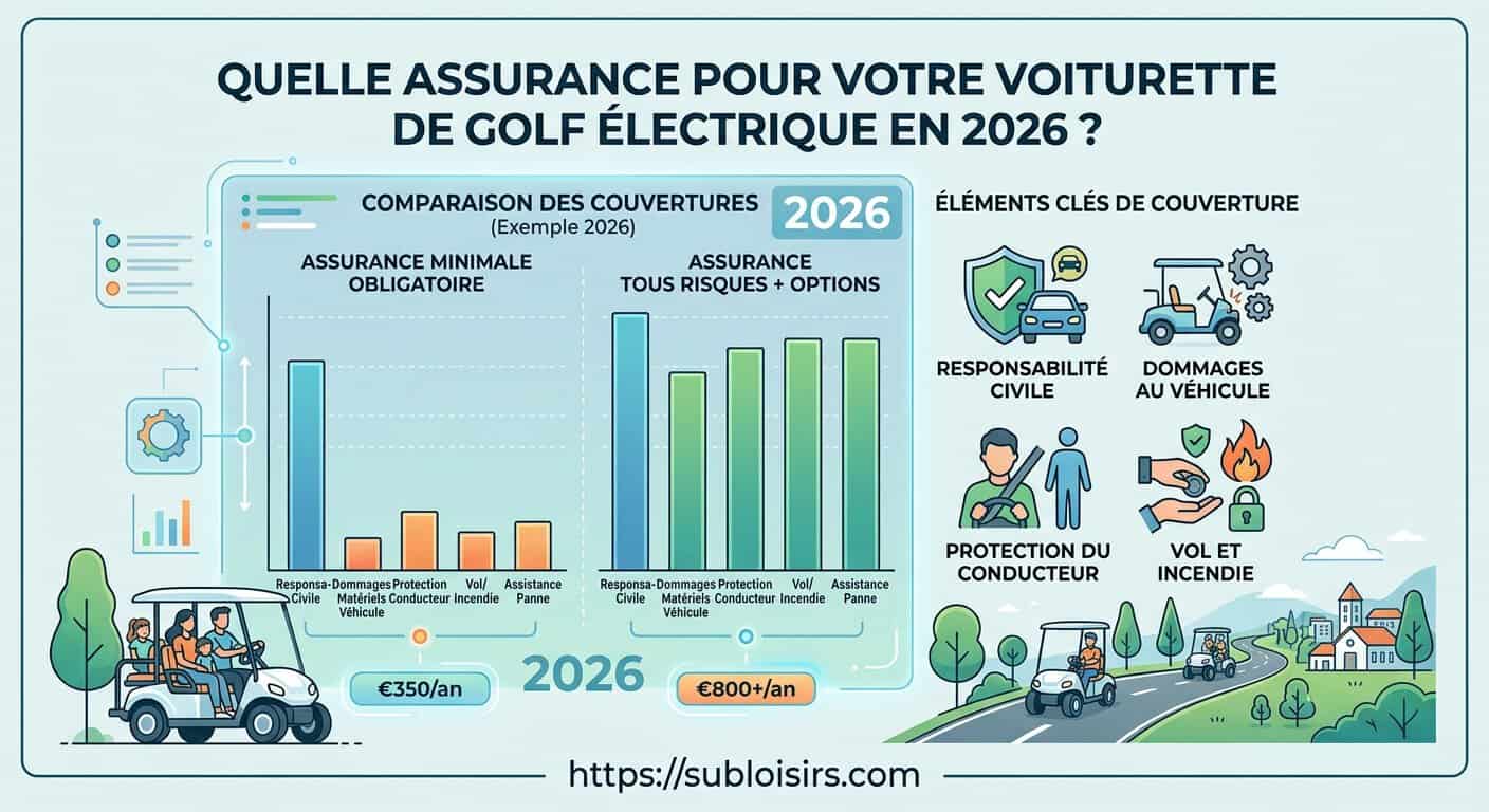 Graphique comparatif des primes d'assurance pour voiturette de golf électrique sur voie publique en 2026