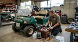 Maintenance technique des batteries et du moteur d'une golfette électrique d'occasion