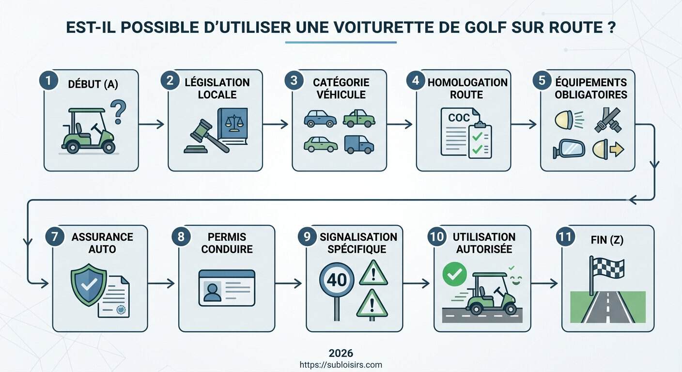 Étapes pour circuler sur route avec une voiturette de golf en 2026