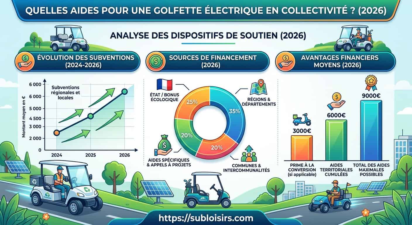 Graphique comparatif des dispositifs de subventions publiques 2026 pour l'acquisition de golfettes électriques en collectivité